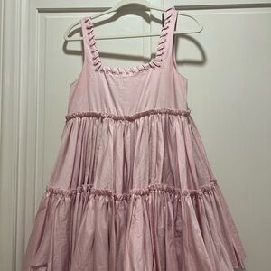 Aje Pink Ruched Tiered Sundress